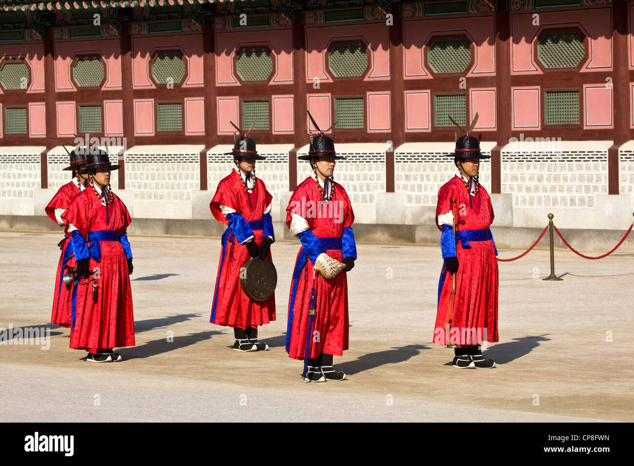 Changing of the Guard Ceremony at Gyeongbokgung Palace Stock Photo