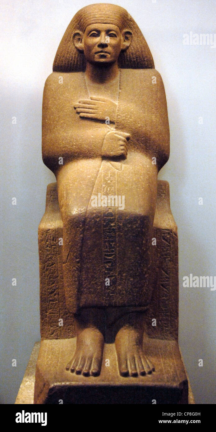 Quartzite statue of Ankhrekhu. 1850 BC. 12th Dynasty. Middle Kingdom. From Egypt. British Museum. London. United Kingdom. Stock Photo