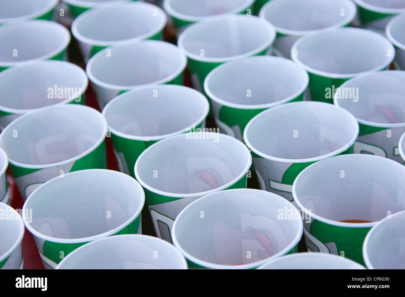 white paper cups circle pattern Stock Photo