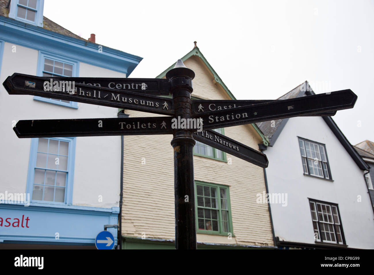 Direction signs for tourist in Totnes,Devon,UK. Stock Photo