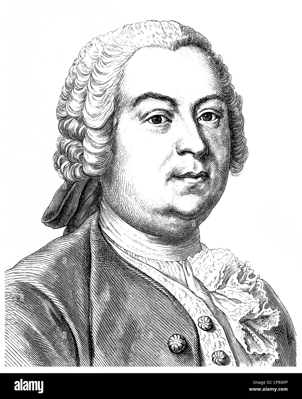 Johann Christoph Gottsched, 1700 - 1766, a German writer, dramatist and literary theorists of the Enlightenment, Historische Zei Stock Photo