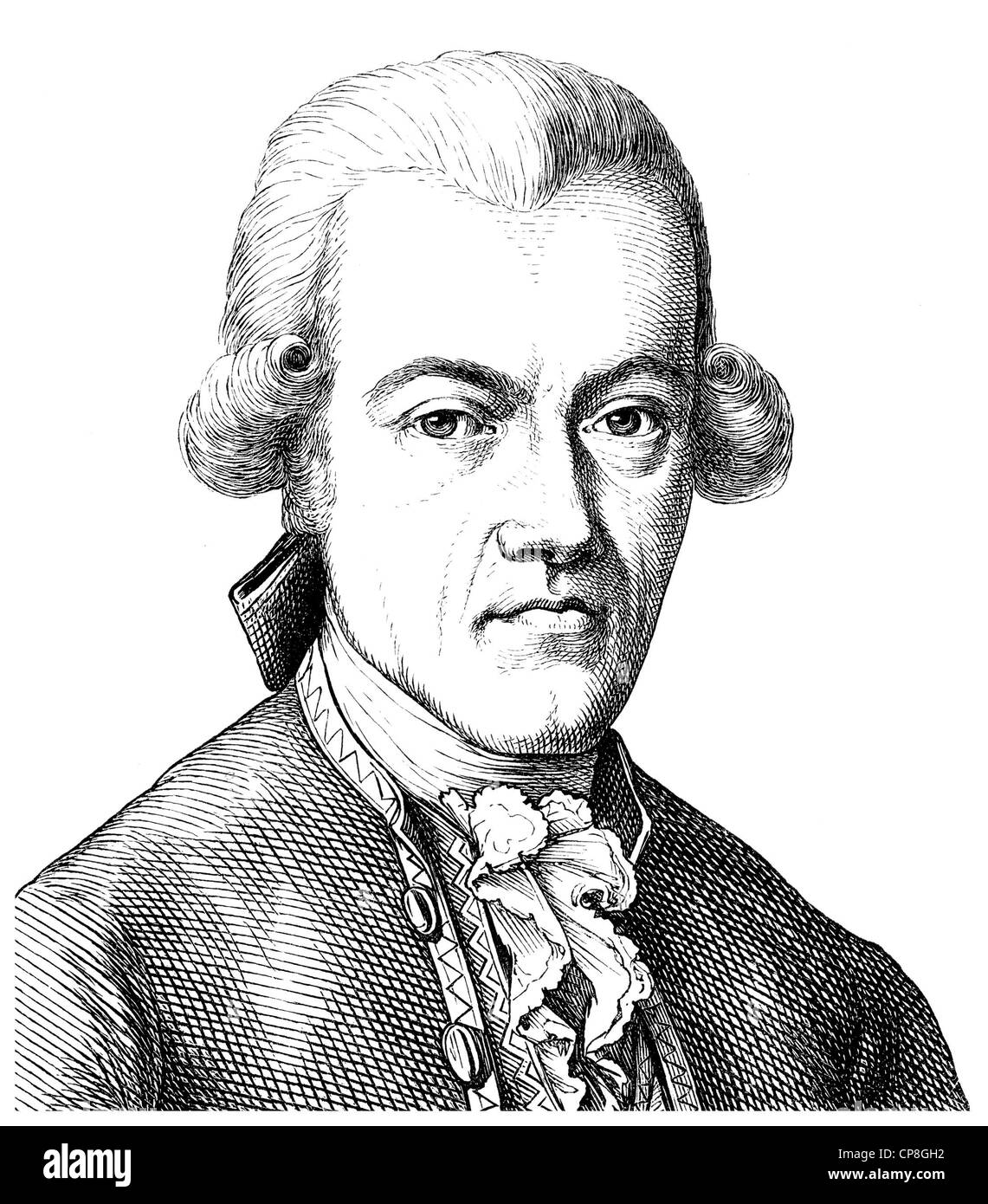 August Ludwig von Schloezer or Johann Haigold Joseph, 1735 - 1809, a German historian, constitutional lawyer, writer, linguist, Stock Photo