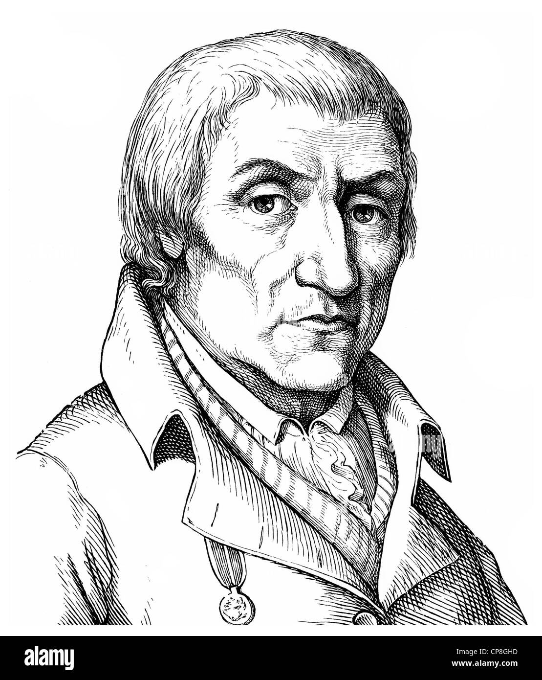 Joachim Christian Nettelbeck, 1738 - 1824, German folk hero, Historische Zeichnung aus dem 19. Jahrhundert, Portrait von Joachim Stock Photo
