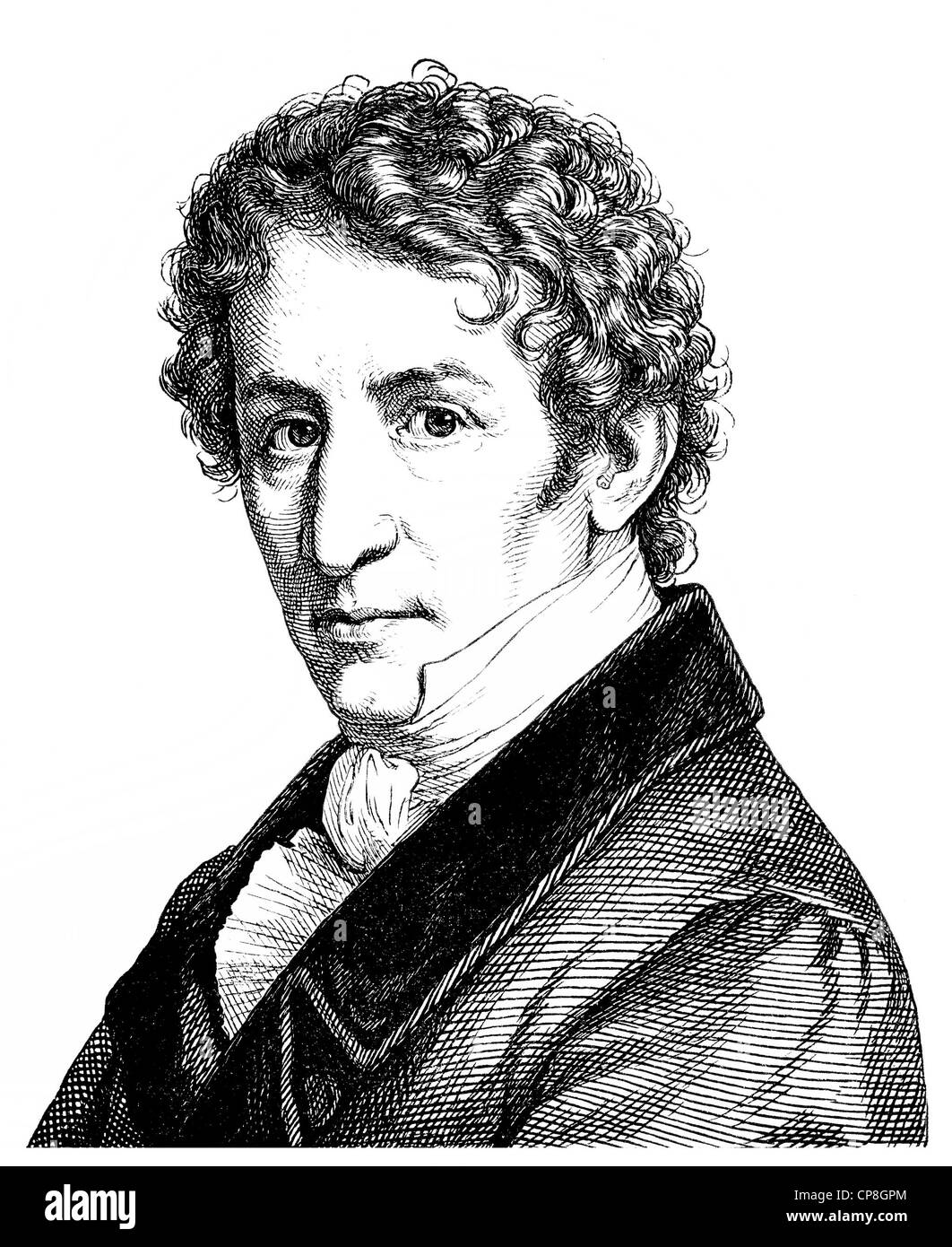 Ludwig Devrient or David Louis De Vrient, 1784 - 1832, a German actor, Historische Zeichnung aus dem 19. Jahrhundert, Portrait v Stock Photo