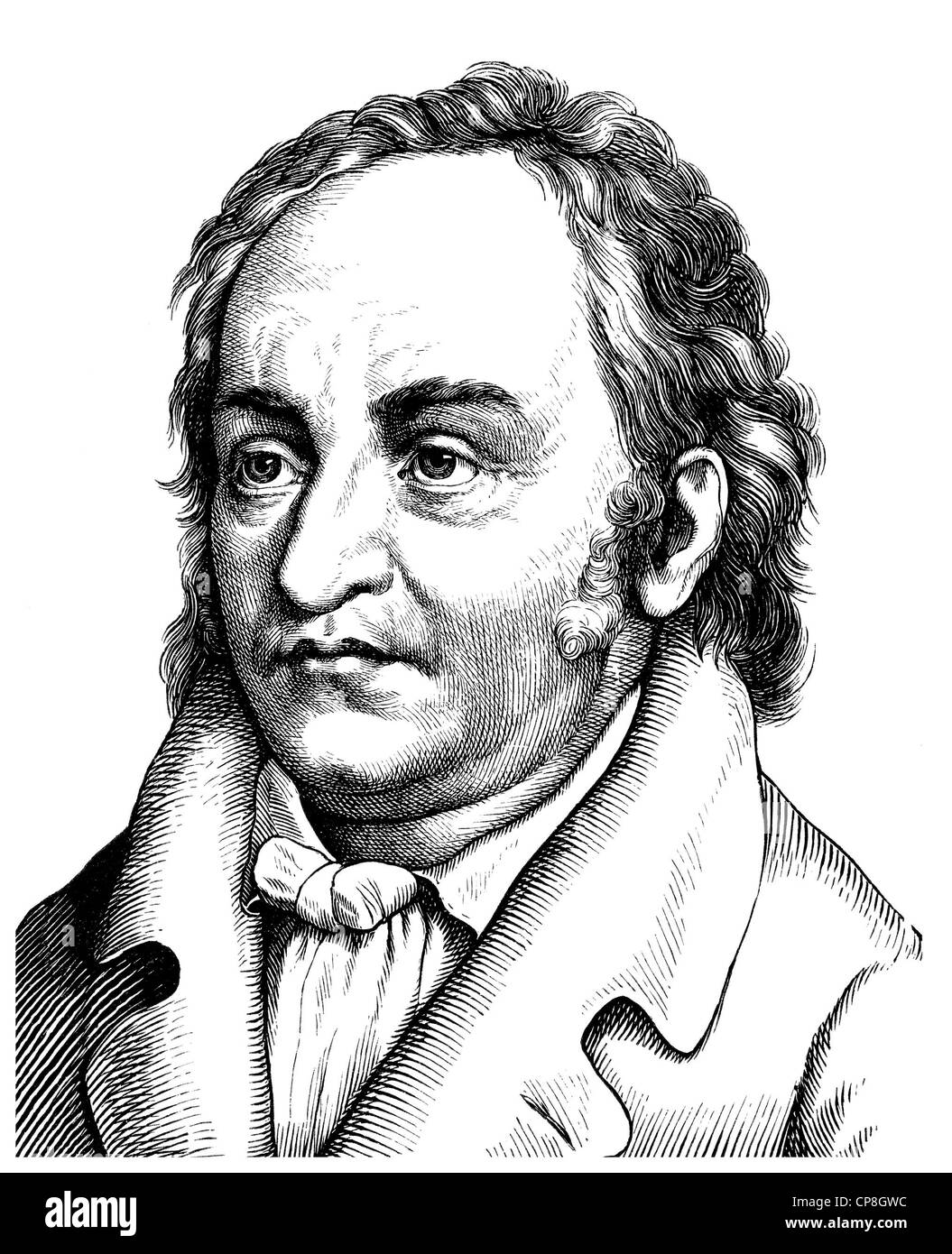 Jean Paul or Johann Paul Friedrich Richter, 1763 - 1825, a German writer, Historische Zeichnung aus dem 19. Jahrhundert, Portrai Stock Photo
