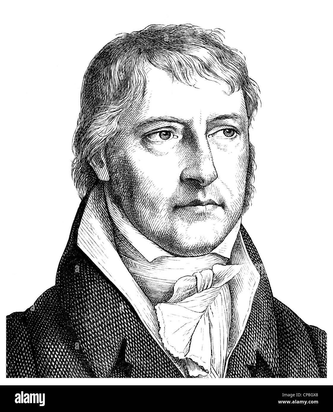 Georg Wilhelm Friedrich Hegel, 1770 - 1831, a German philosopher of German Idealism, Historische Zeichnung aus dem 19. Jahrhunde Stock Photo