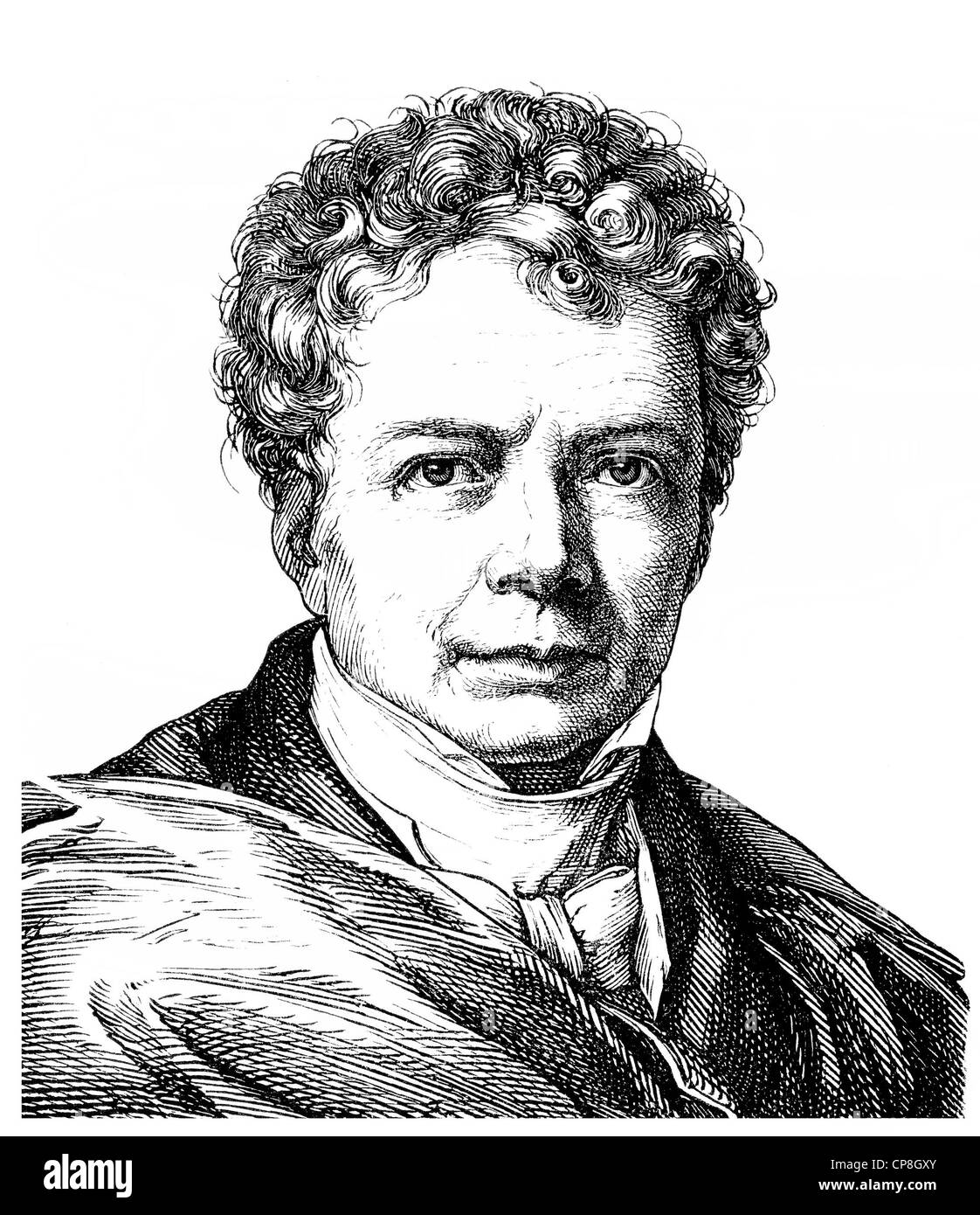 Friedrich Wilhelm Joseph Ritter von Schelling, 1775 - 1854, a German philosopher of German Idealism, Historische Zeichnung aus d Stock Photo