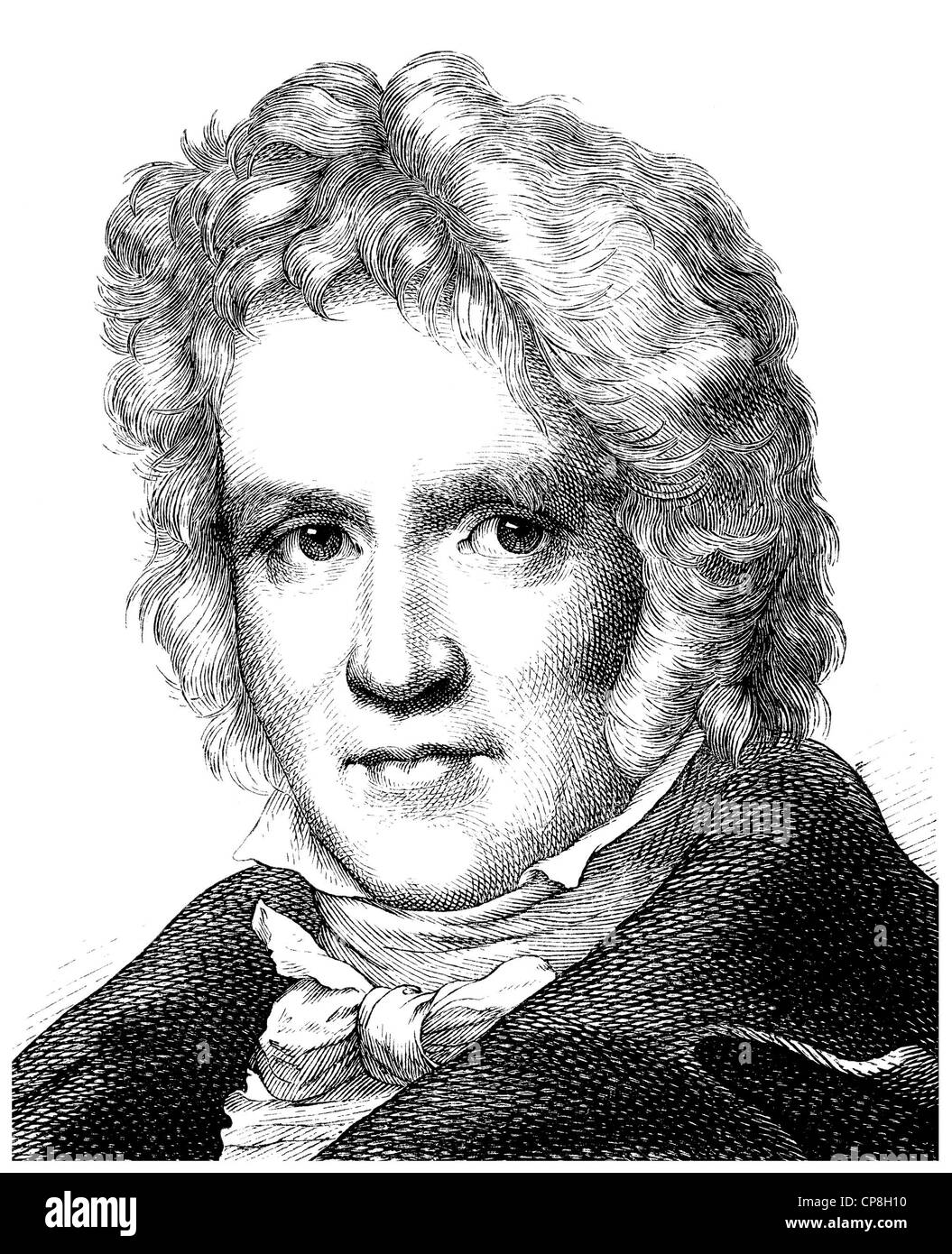 Friedrich Wilhelm Bessel, 1784 - 1846, a German mathematician and astronomer, Historische Zeichnung aus dem 19. Jahrhundert, Por Stock Photo