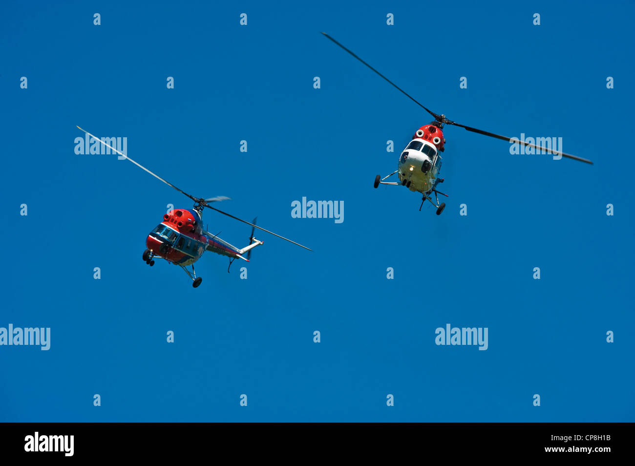 Europe Italy Piedmont Turin  airport of Collegno Word Air Games 2009 helicopters Fender Rigging Stock Photo