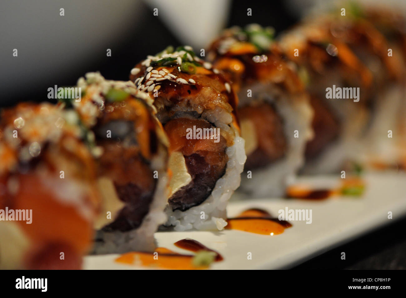 One plate of fresh sashimi in a japanese restaurant Stock Photo - Alamy
