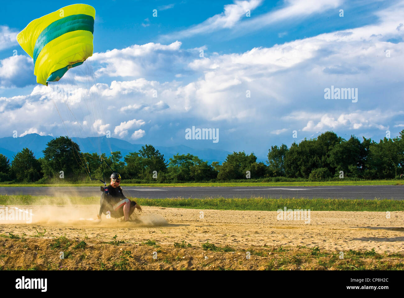Europe Italy Piedmont Turin  airport of Collegno Word Air Games 2009  parachuting Stock Photo