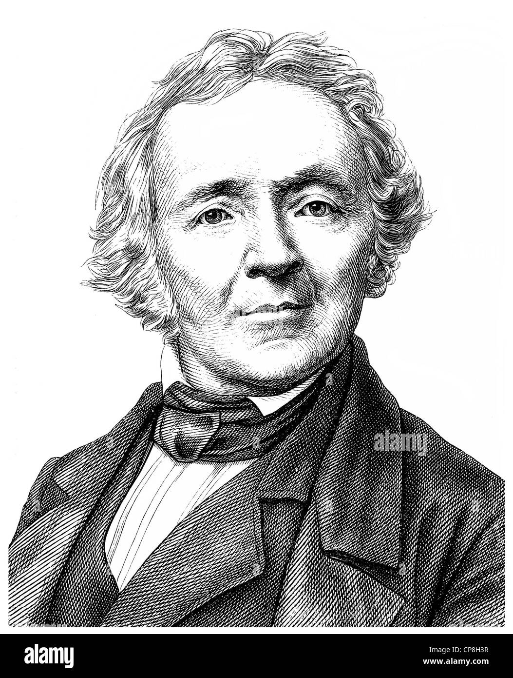 Francis Leopold von Ranke, 1795 - 1886, a German historian, university lecturer, Historische Zeichnung aus dem 19. Jahrhundert, Stock Photo