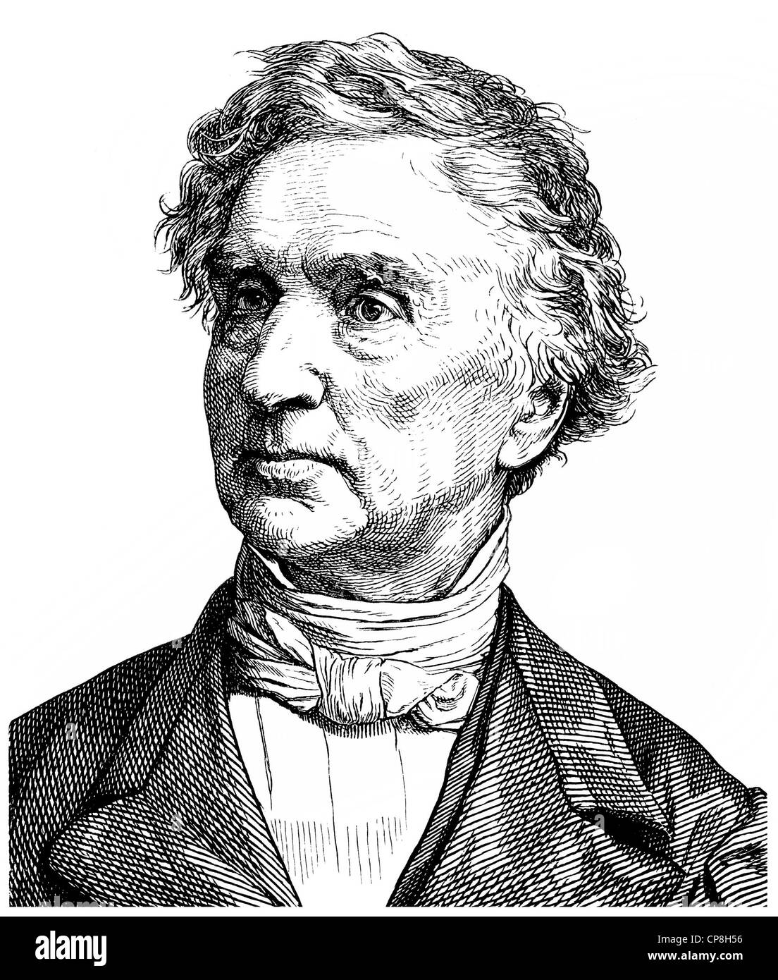 Justus von Liebig, 1803 - 1873, a German chemist and professor, Historische Zeichnung aus dem 19. Jahrhundert, Portrait von Just Stock Photo