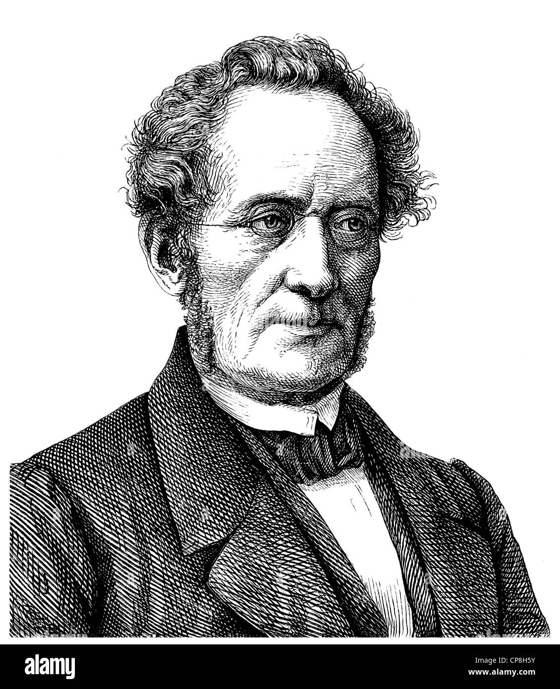 Friedrich Wilhelm Ritschl, 1806 - 1876, a German classical philologist and professor, Historische Zeichnung aus dem 19. Jahrhund Stock Photo
