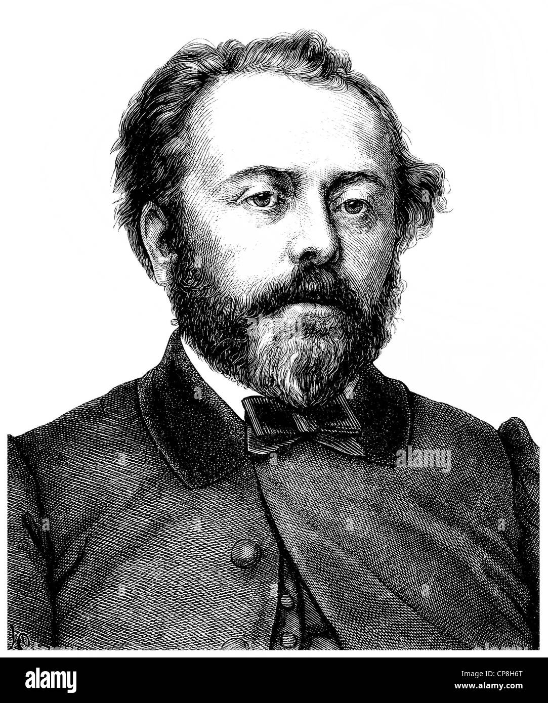 Berthold Auerbach or Moses Baruch Auerbacher, 1812 - 1882, a German writer, Historische Zeichnung aus dem 19. Jahrhundert, Portr Stock Photo