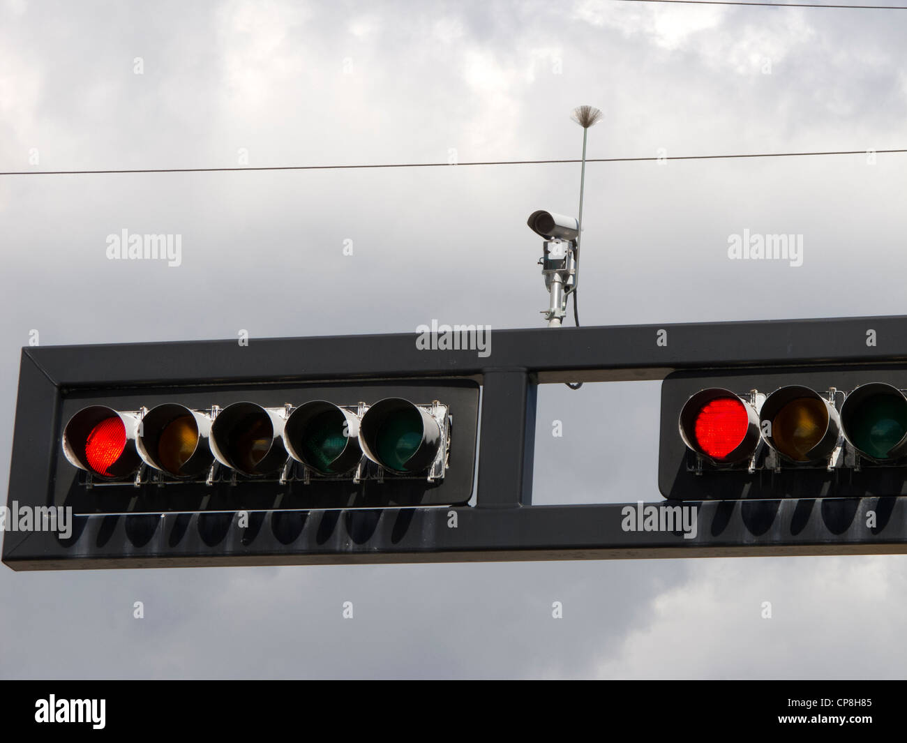Red light and camera. Stock Photo
