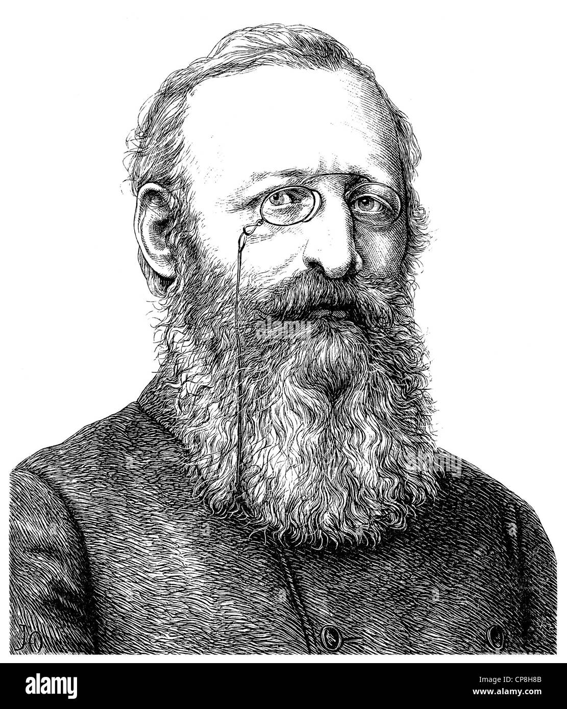 Louis Anzengruber, 1839 - 1889, an Austrian writer, Historische Zeichnung aus dem 19. Jahrhundert, Portrait von Ludwig Anzengrub Stock Photo