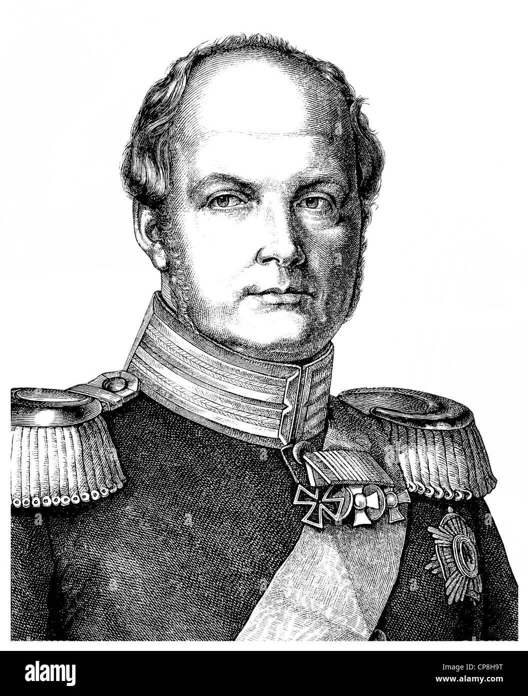 Frederick William IV, 1795 - 1861, King of Prussia, Historische Zeichnung aus dem 19. Jahrhundert, Portrait von Friedrich Wilhel Stock Photo