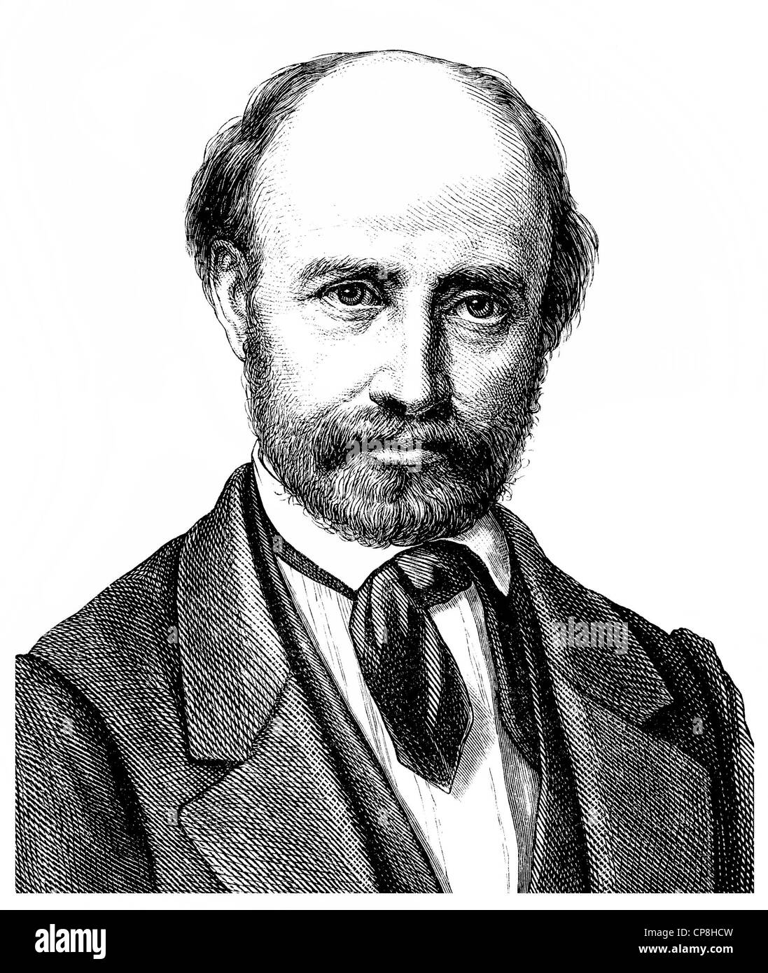 Christian Friedrich Hebbel, 1813 -1863, a German playwright and poet, Historische Zeichnung aus dem 19. Jahrhundert, Portrait vo Stock Photo