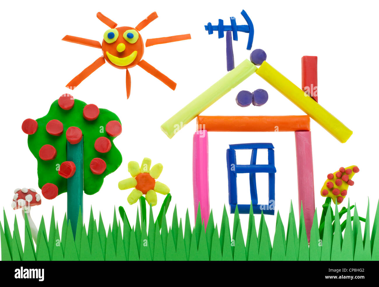 Children s application collage from plasticine. The cosy lovely