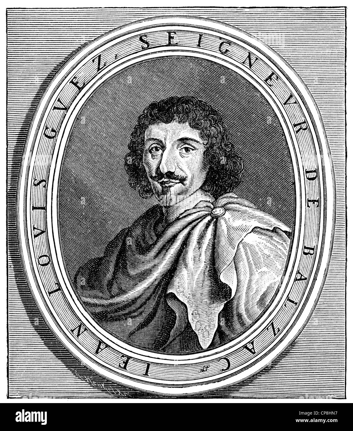 Jean-Louis Guez de Balzac, 1597 - 1654, a French writer, Historische Druck aus dem 19. Jahrhundert, Portrait von Jean-Louis Guez Stock Photo