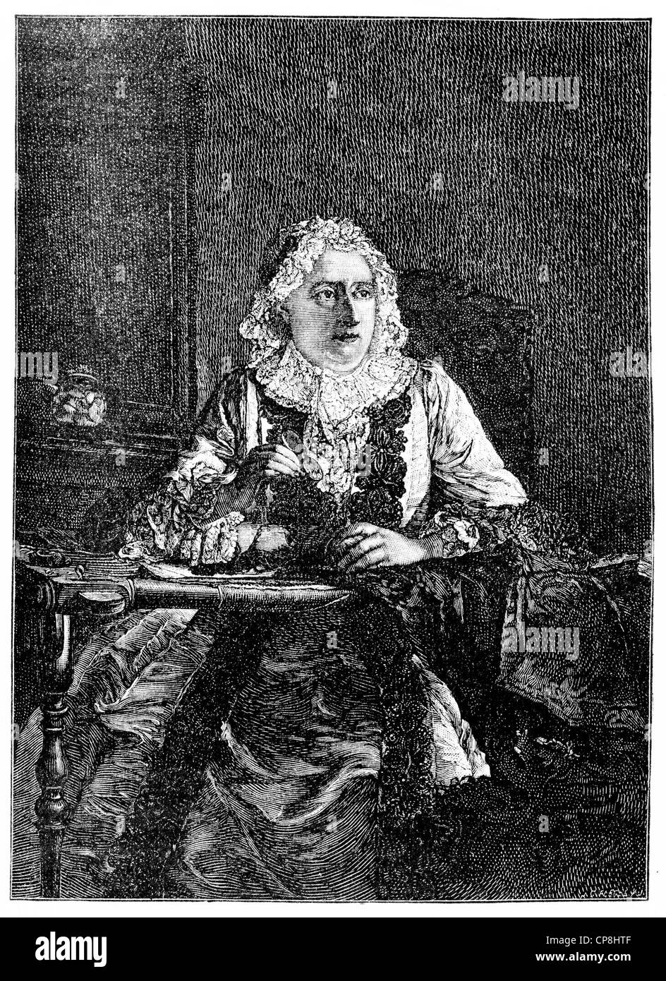 Madame Marie Thérèse Geoffrin, nee Rodet, 1699 - 1777, a French writer and Enlightenment Salonnière, Historische Druck aus dem 1 Stock Photo