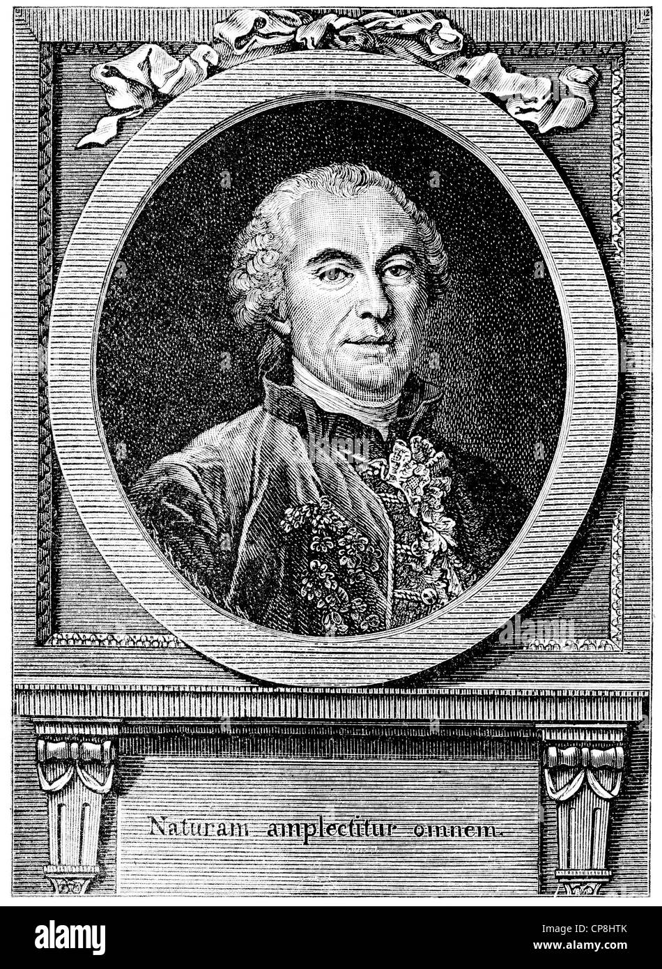 Georges Louis Marie Leclerc, Comte de Buffon, 1707 - 1788, a French scientist of the age of Enlightenment, Historische Druck aus Stock Photo