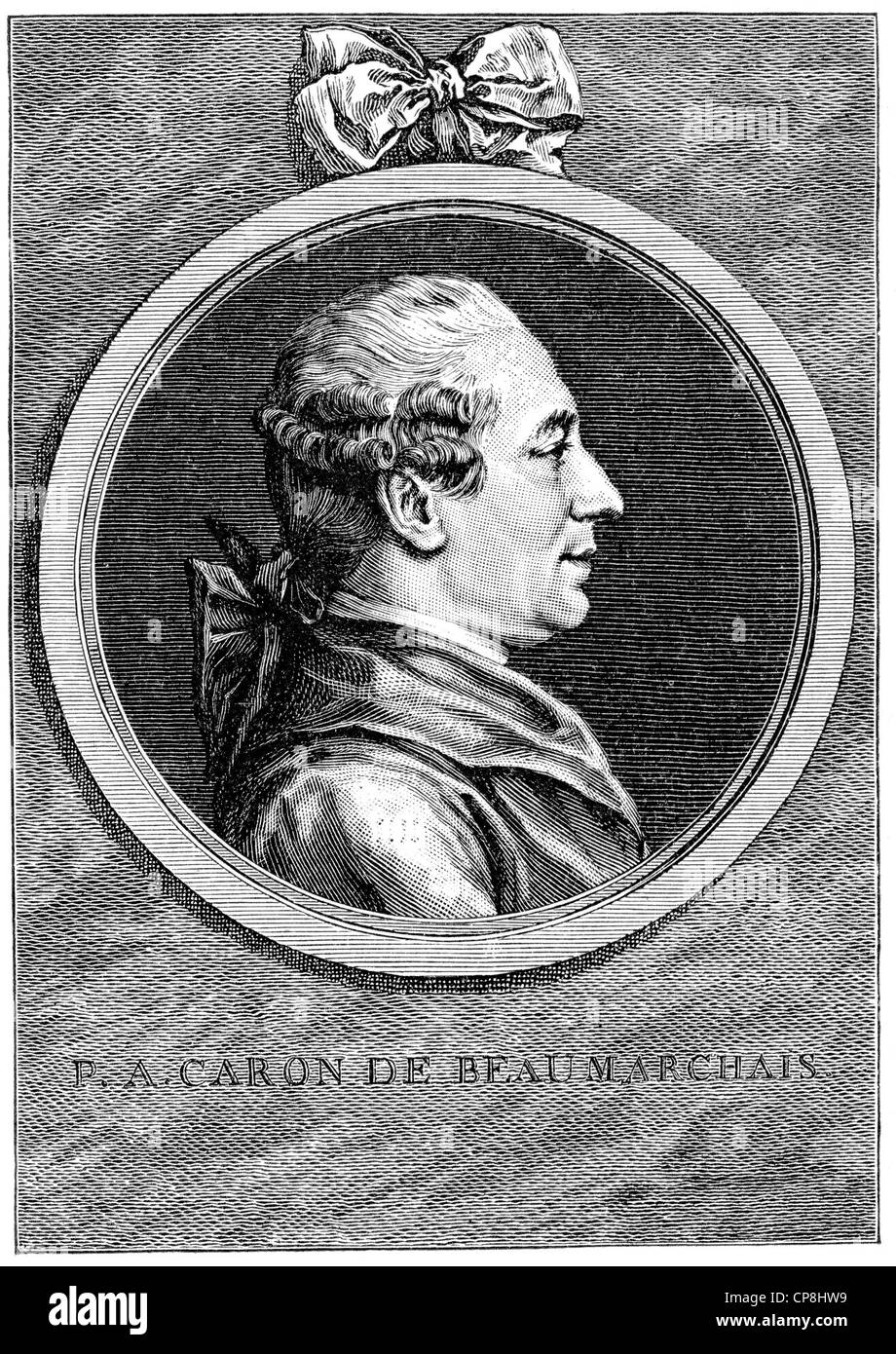 Pierre-Augustin Caron de Beaumarchais, 1732 - 1799, a French entrepreneur and writer, Historische Druck aus dem 19. Jahrhundert, Stock Photo