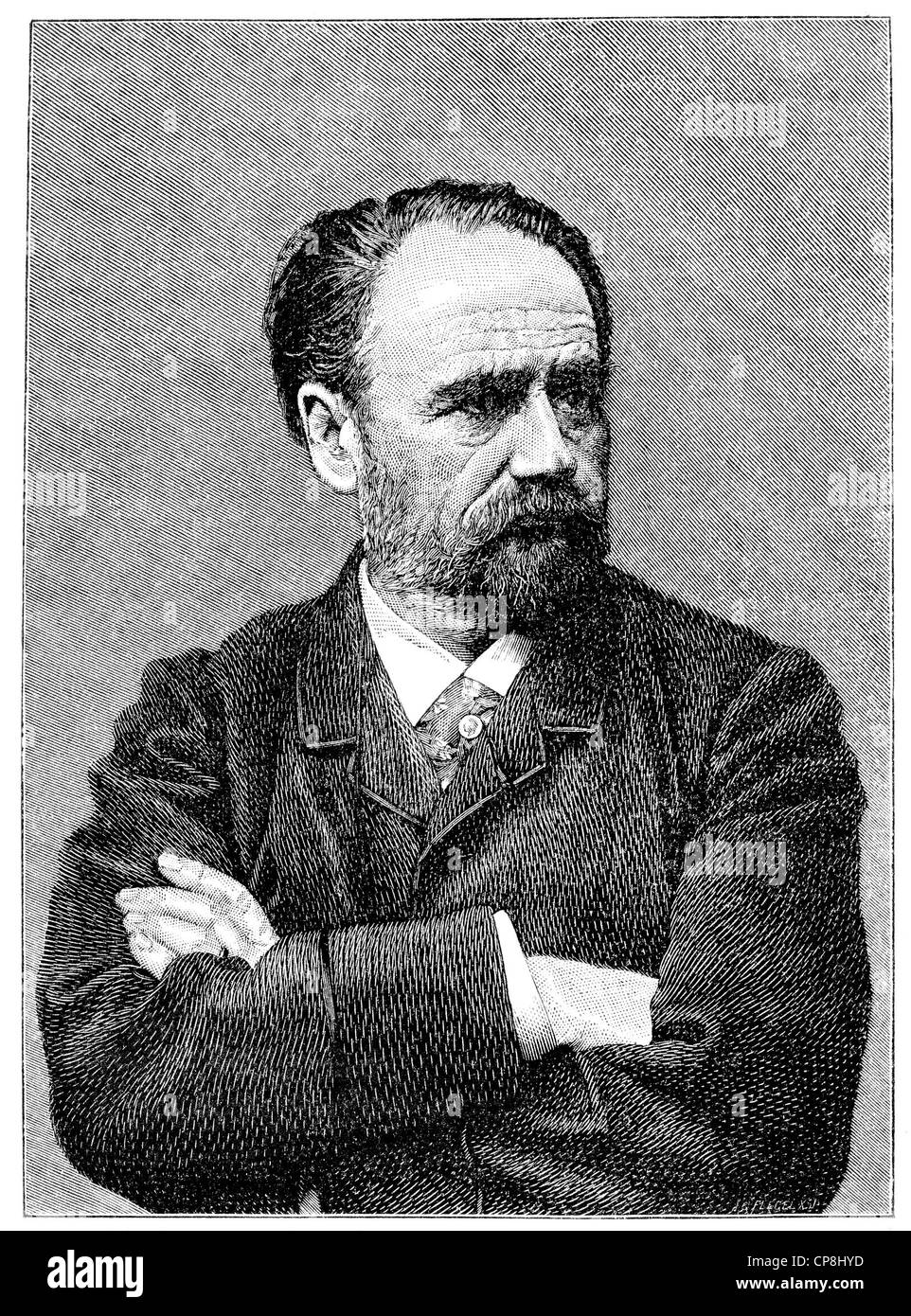 Émile François Zola, 1840 - 1902, a French writer and journalist, Historische Druck aus dem 19. Jahrhundert, Portrait von Émile Stock Photo