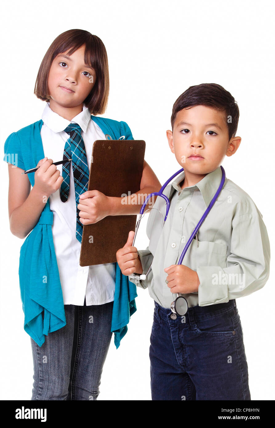 Children dress up as doctor and assistant Stock Photo - Alamy