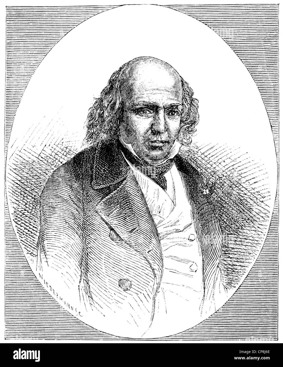 Pierre-Jean de Béranger, 1780 - 1857, a French poet and lyricist, Historische Druck aus dem 19. Jahrhundert, Portrait von Pierre Stock Photo