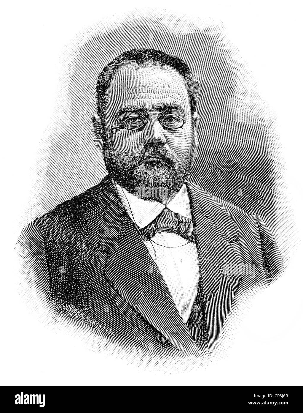 Émile François Zola, 1840 - 1902, a French writer and journalist, Historische Druck aus dem 19. Jahrhundert, Portrait von Émile Stock Photo