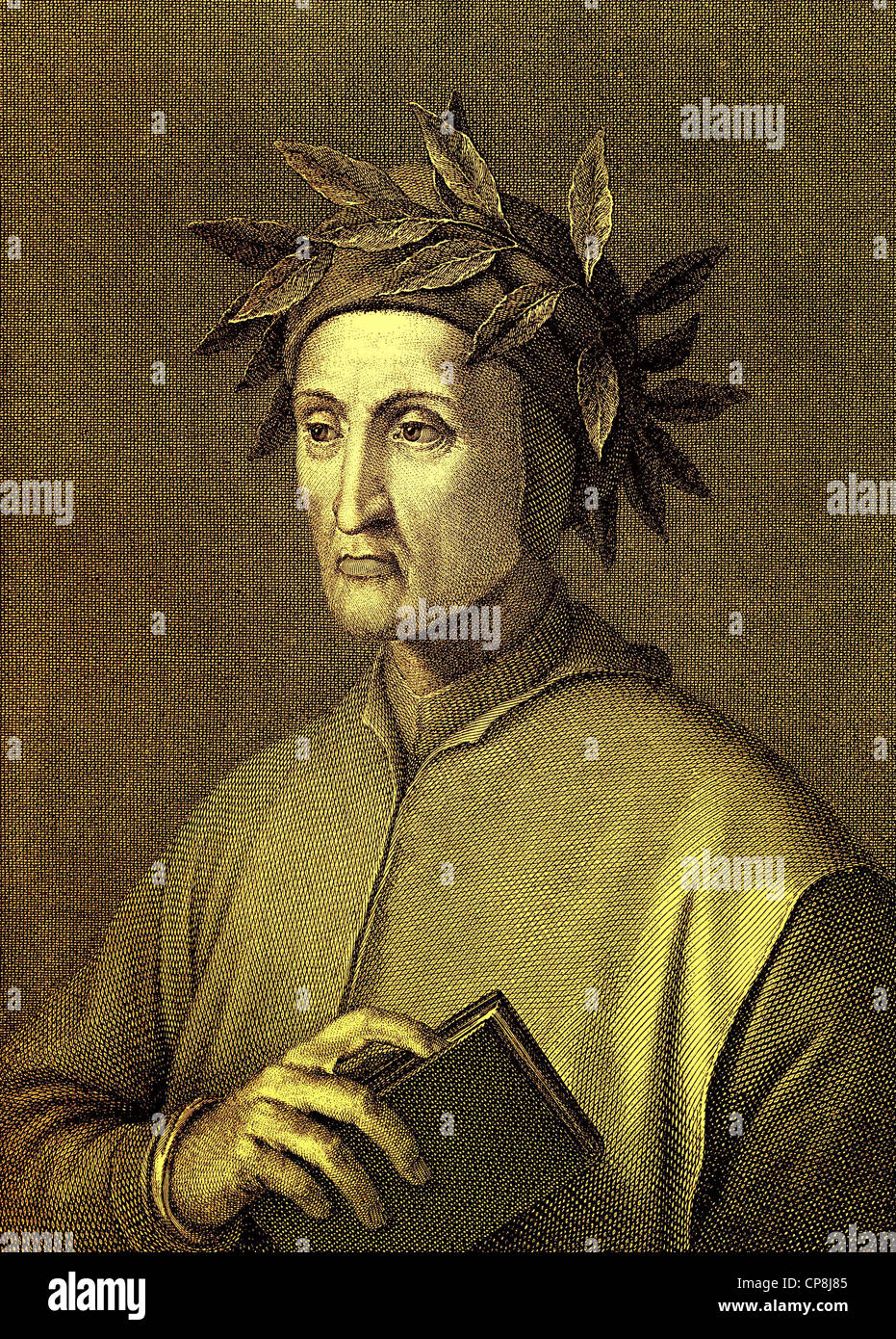 Dante Alighieri, 1265 - 1321, an Italian poet and philosopher, historical illustration from the 19th Century, Historische Zeichn Stock Photo
