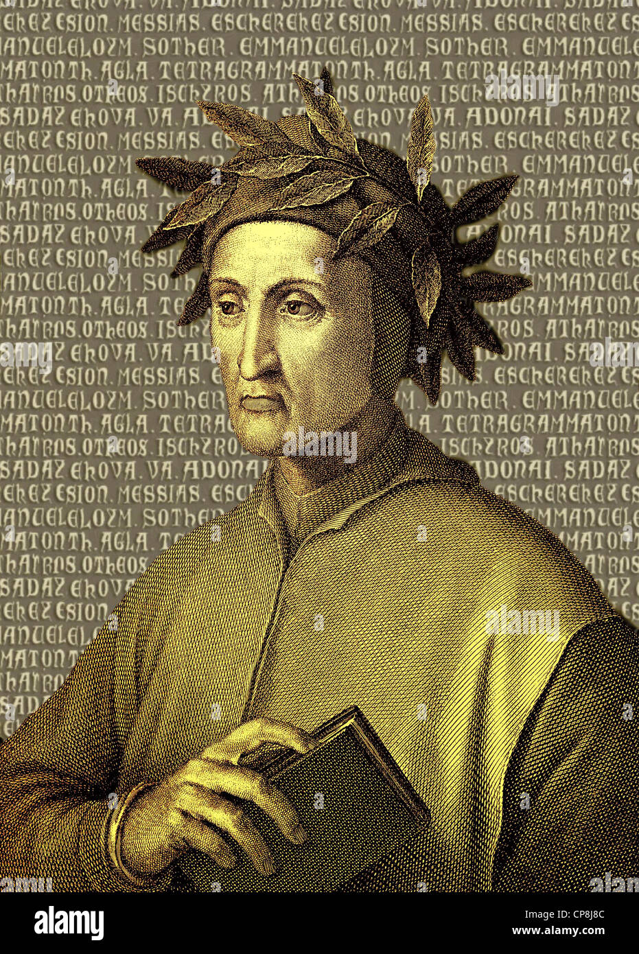 Dante Alighieri, 1265 - 1321, an Italian poet and philosopher, historical illustration from the 19th Century, Historische Zeichn Stock Photo