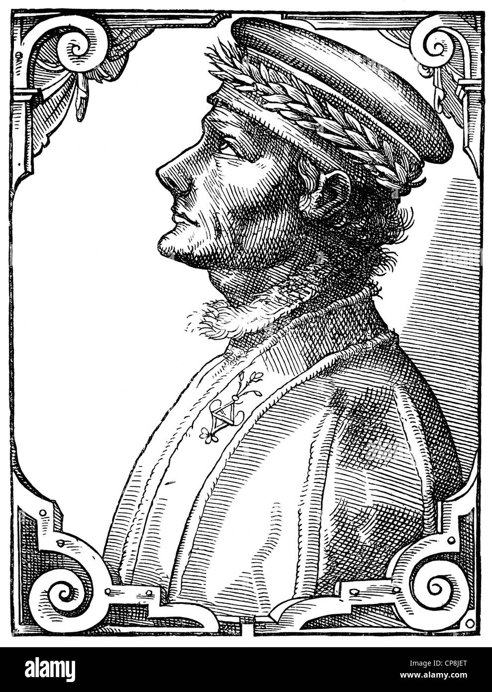 Francesco Filelfo or Franciscus Philelphus, 1398 - 1481, an Italian scholar and humanist of the Renaissance, Historische Zeichnu Stock Photo