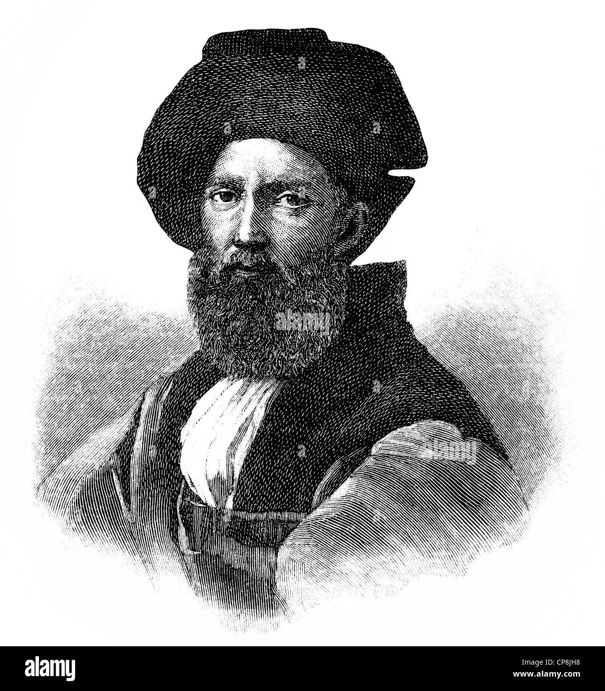 Baldassare Castiglione, 1478 - 1529, an Italian courtier, diplomat, soldier and writer of the Renaissance, Historische Zeichnung Stock Photo