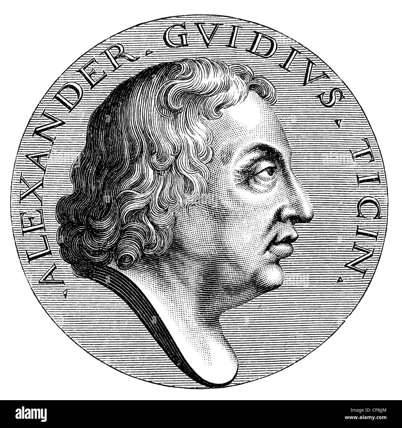 Carlo Alessandro Guidi, 1650-1712, an Italian poet, Historische Zeichnung aus dem 19. Jahrhundert, Portait von Carlo Alessandro Stock Photo