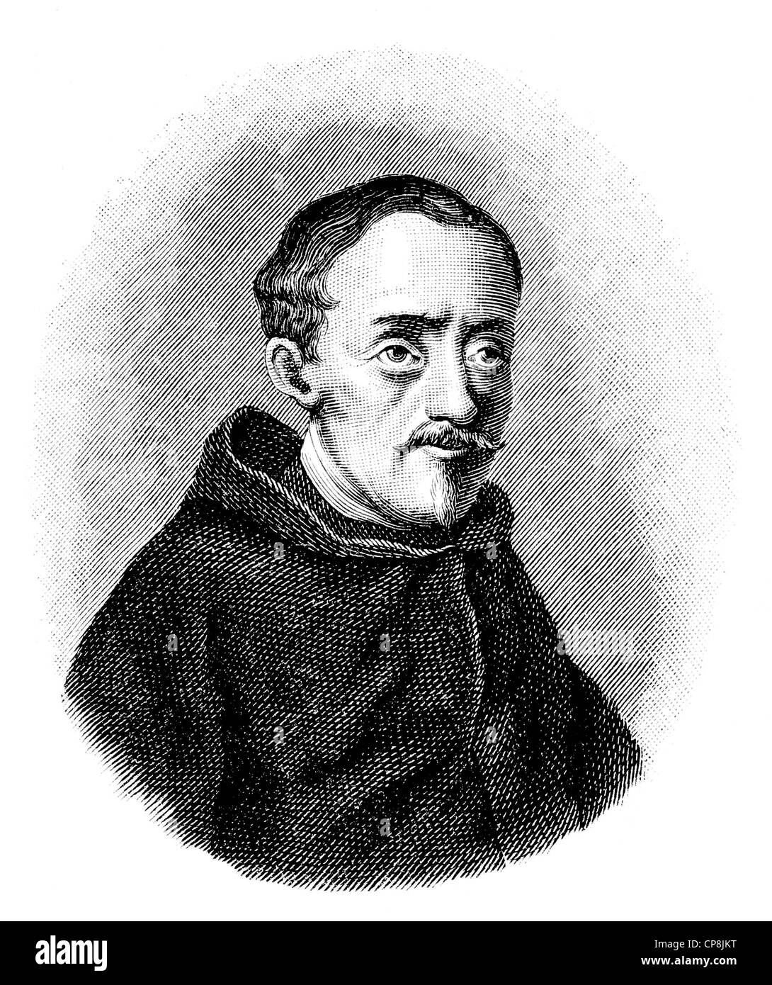 Paolo Sarpi, 1552 - 1623, an Italian monk and historian, Historische Zeichnung aus dem 19. Jahrhundert, Portait von Paolo Sarpi, Stock Photo