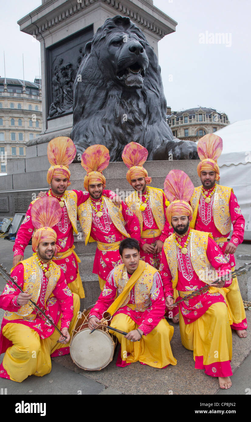 Sikhs celebrate the Vaisakhi Festival in London's Trafalgar Square