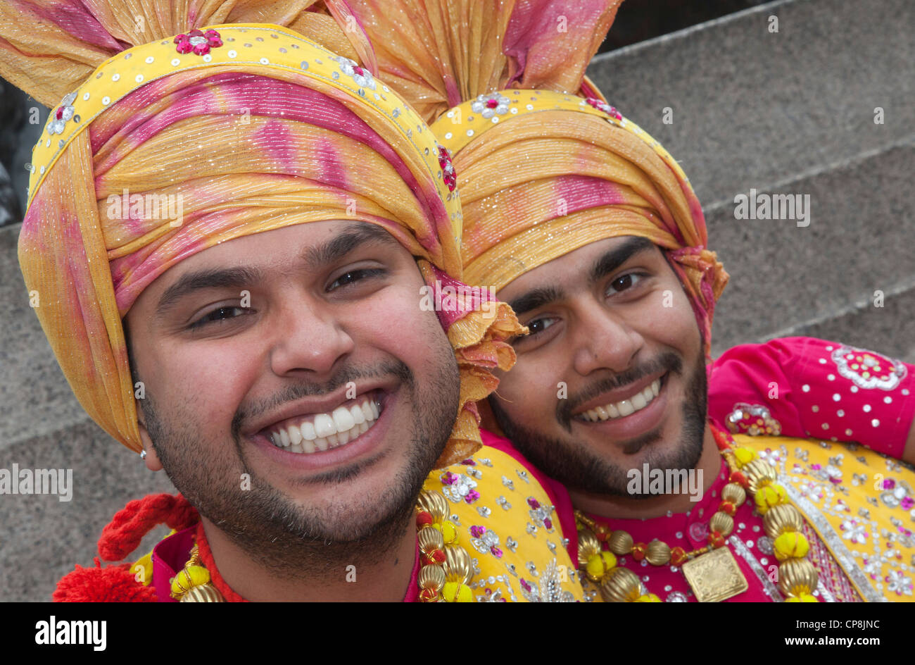 Sikhs celebrate the Vaisakhi Festival in London's Trafalgar Square