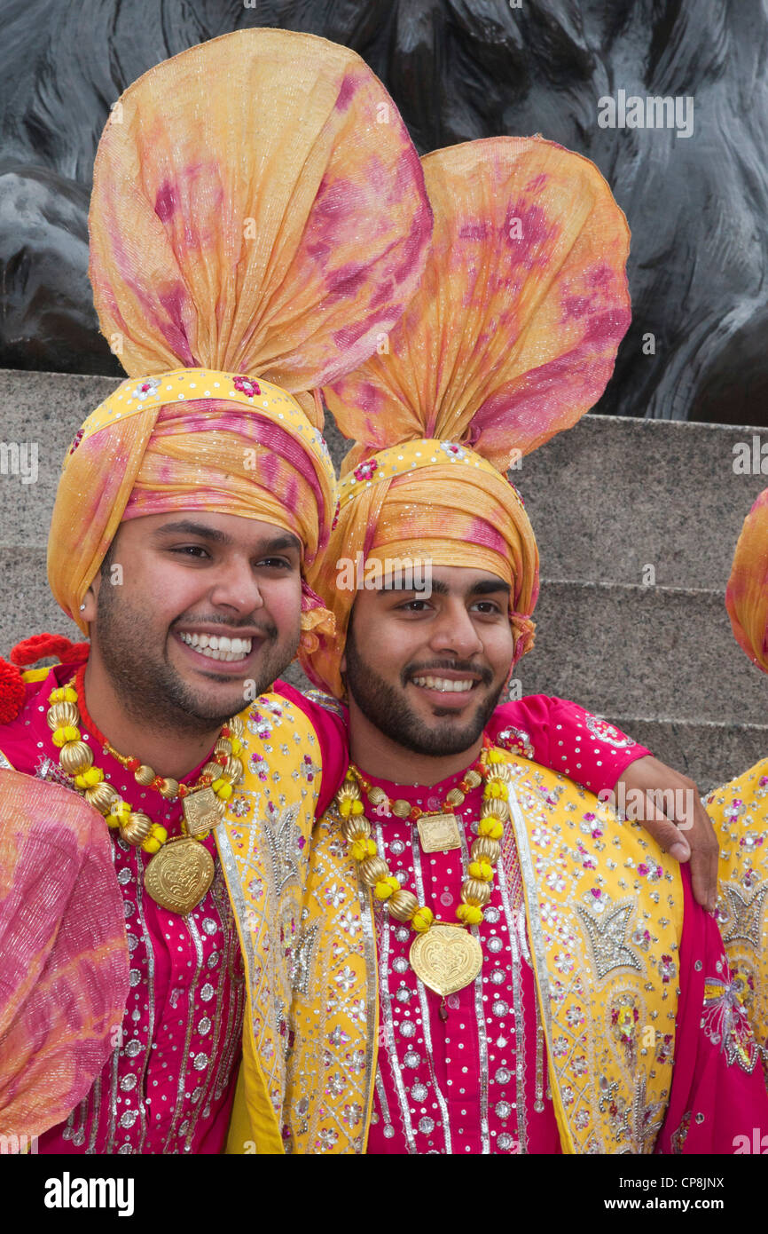 Sikhs celebrate the Vaisakhi Festival in London's Trafalgar Square