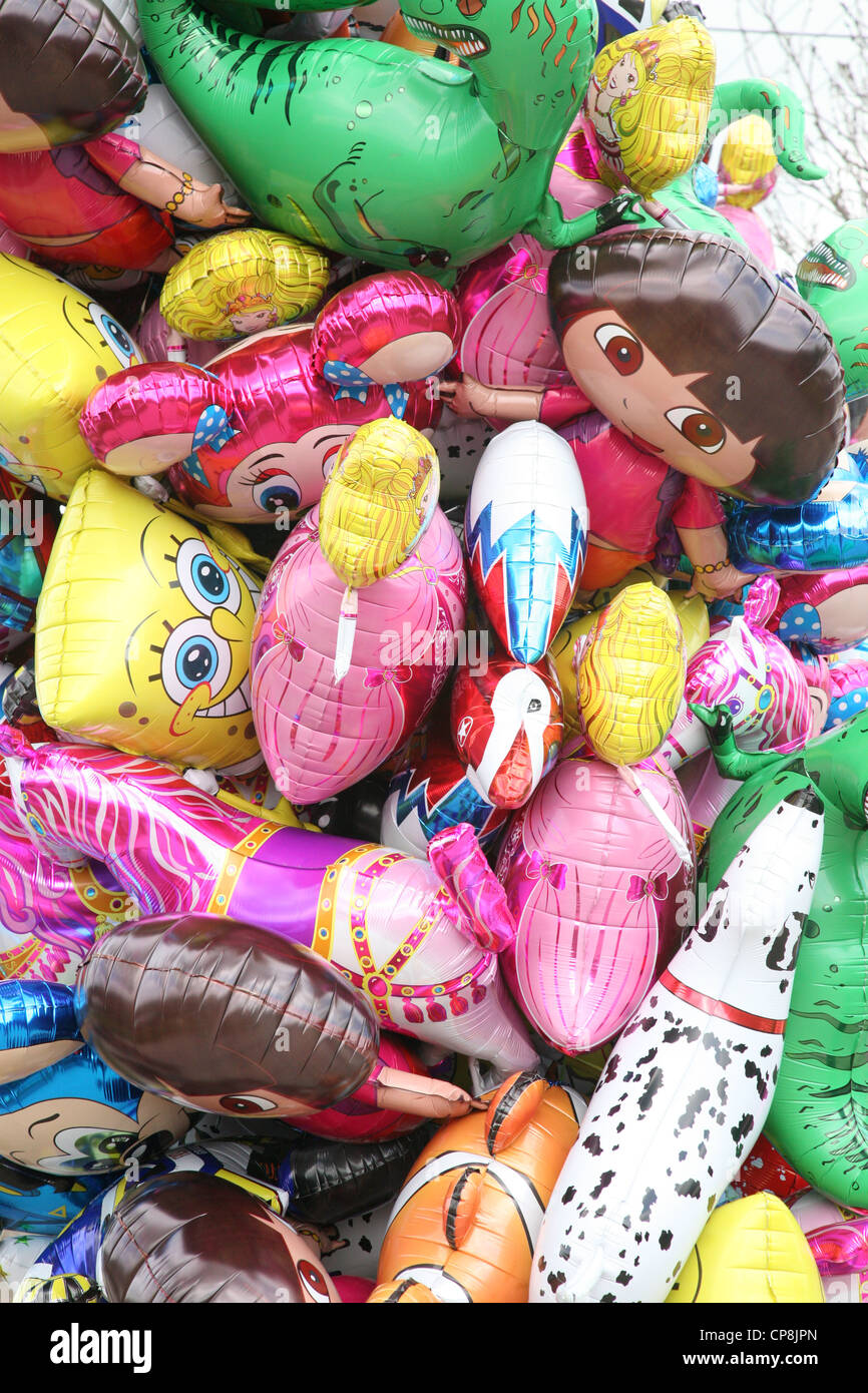 novelty balloons in the shape of cartoon characters Stock Photo