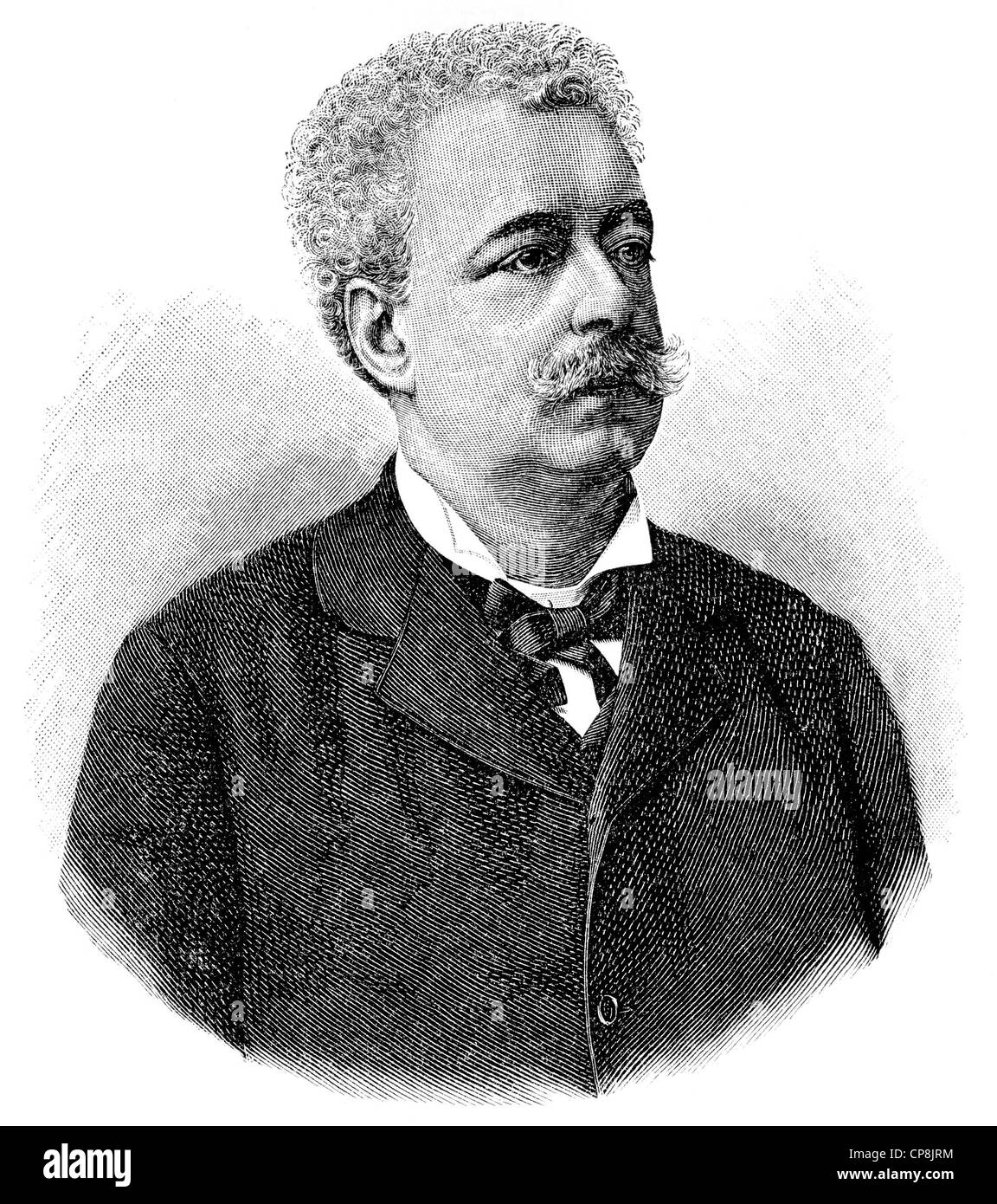 Edmondo De Amicis, 1846 - 1908, an Italian writer, Historische Zeichnung aus dem 19. Jahrhundert, Portait von Edmondo De Amicis, Stock Photo