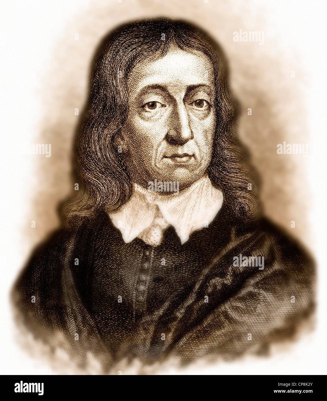 John Milton, 1608 - 1674, an English poet and political philosopher, Historische Druck aus dem 19. Jahrhundert, Portrait von Joh Stock Photo