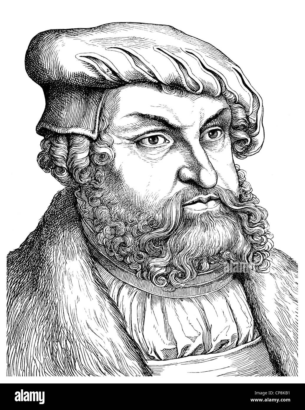 Johann the Steadfast, 1468 - 1532, Elector of Saxony, Germany, Historische Zeichnung aus dem 19. Jahrhundert, Portrait von Johan Stock Photo