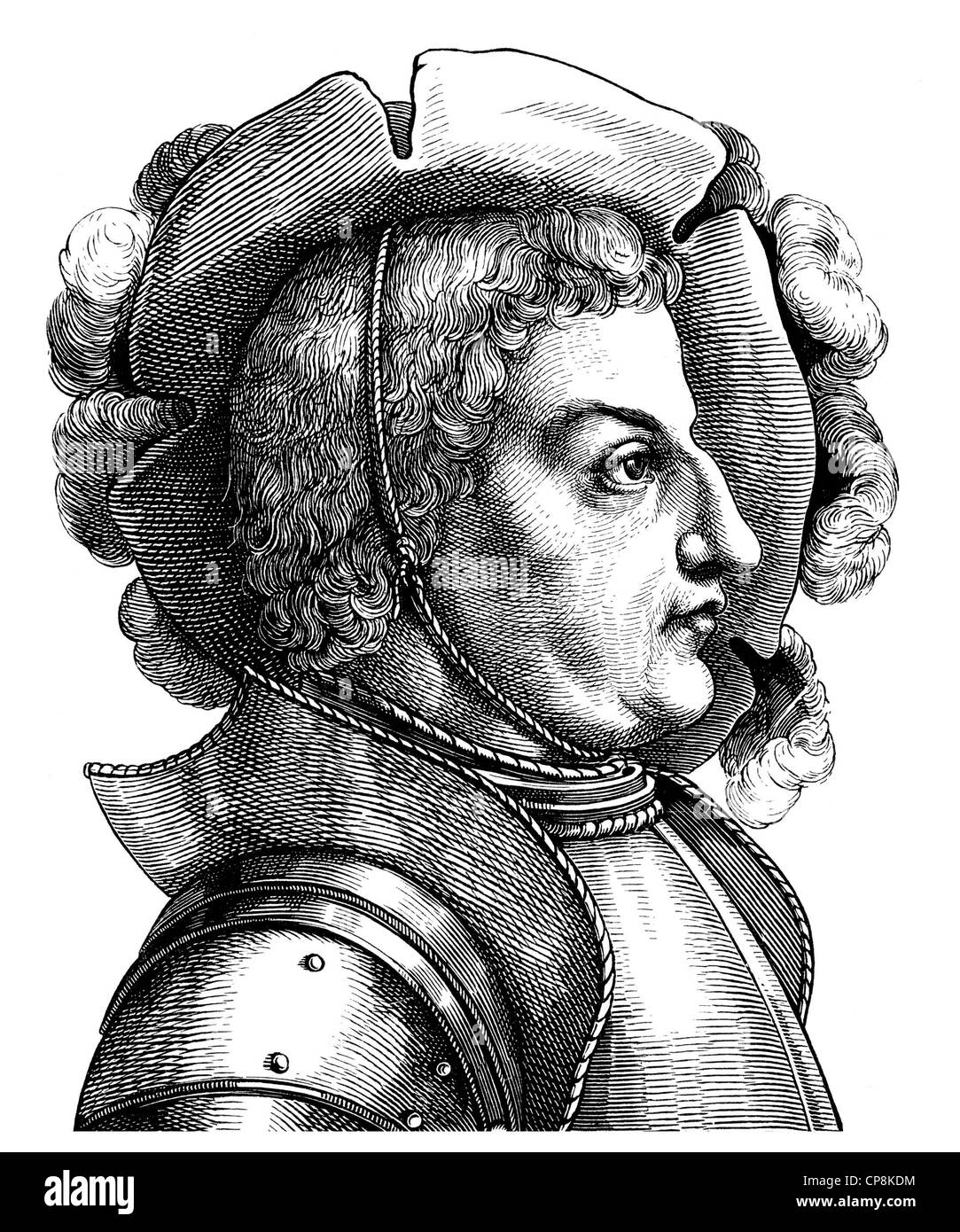Franz von Sickingen, 1481 - 1523, leader of the Rhenish and Swabian knights, Historische Zeichnung aus dem 19. Jahrhundert, Port Stock Photo