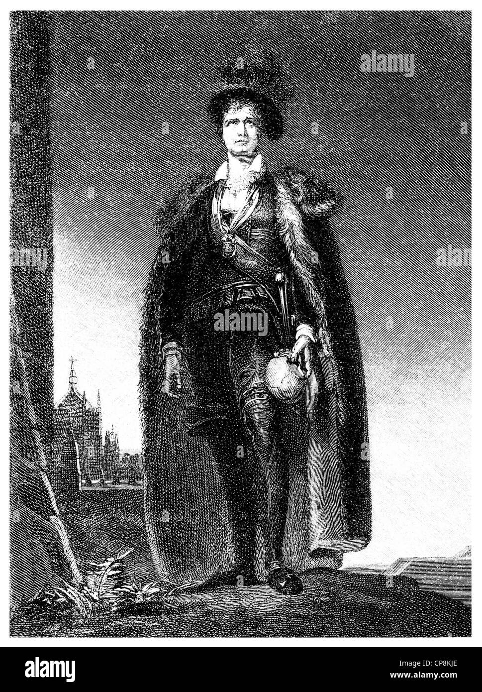Charles Kemble, 1775 - 1854, a British actor, here as Hamlet, Historische Zeichnung aus dem 19. Jahrhundert, Portrait von Charle Stock Photo