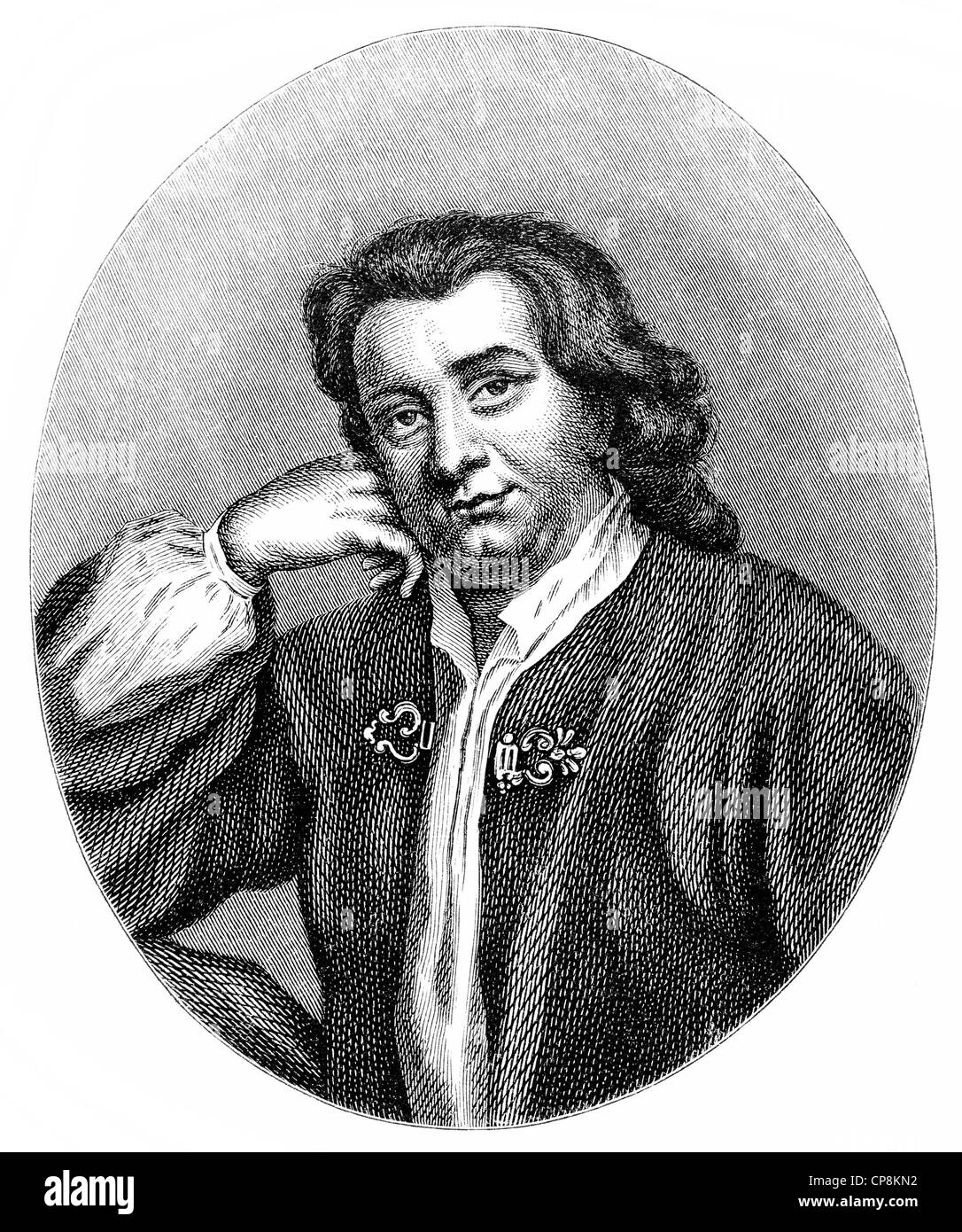 Thomas Otway, 1652 - 1685, an English playwright, Historische Zeichnung aus dem 19. Jahrhundert, Portrait von Thomas Otway, 1652 Stock Photo