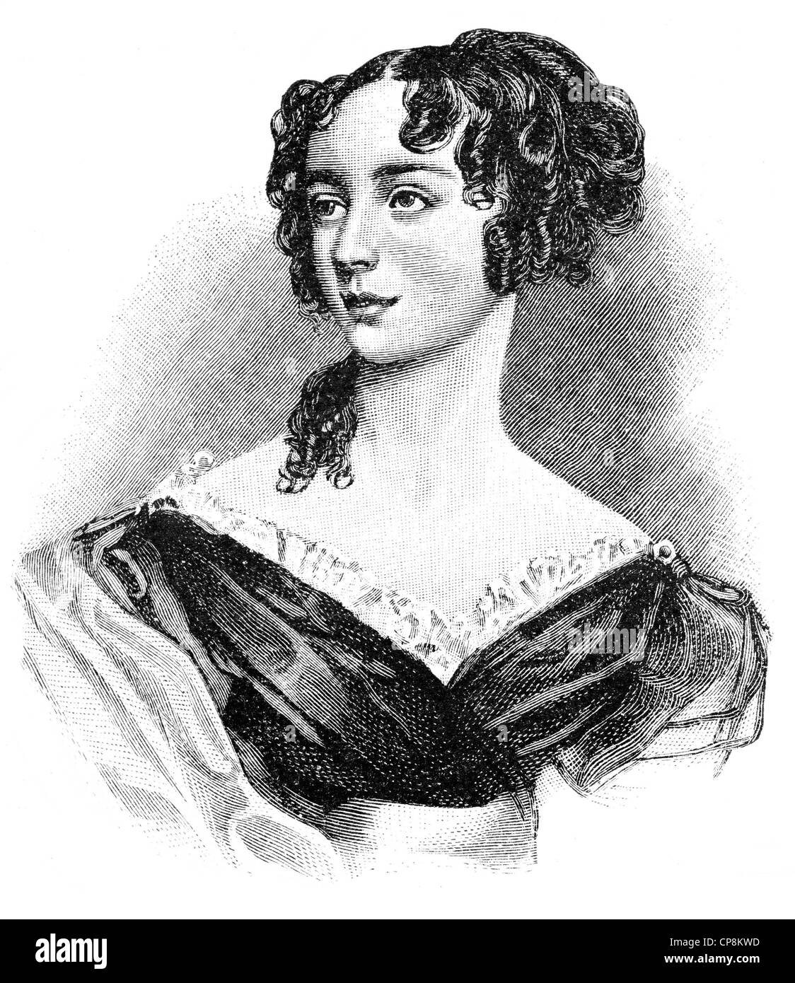 Jane Welsh-Carlyle, 1801 - 1866, wife of Thomas Carlyle, 1795 - 1881, a Scottish essayist and historian, Historische Zeichnung a Stock Photo