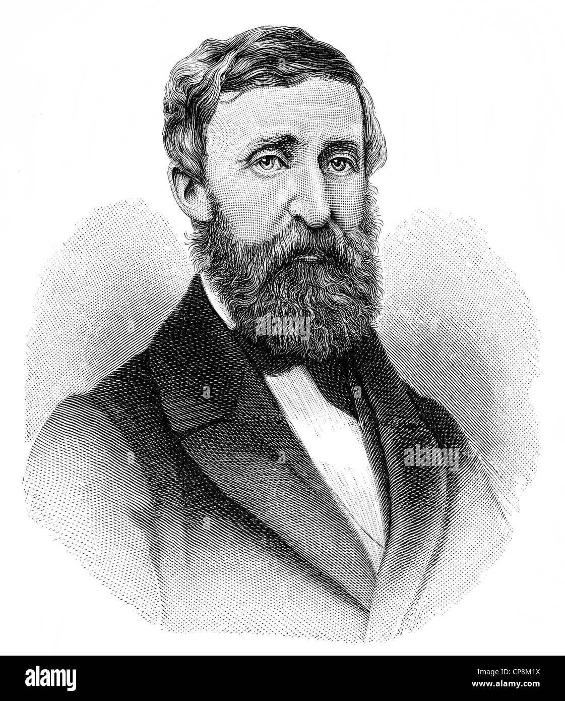 Henry David Thoreau, 1817 - 1862, an American writer and philosopher, Historische Zeichnung aus dem 19. Jahrhundert, Portrait vo Stock Photo